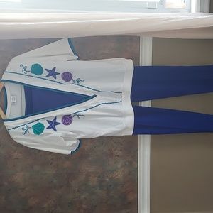 Vintage Seashell Top and Matching Pants Size Large